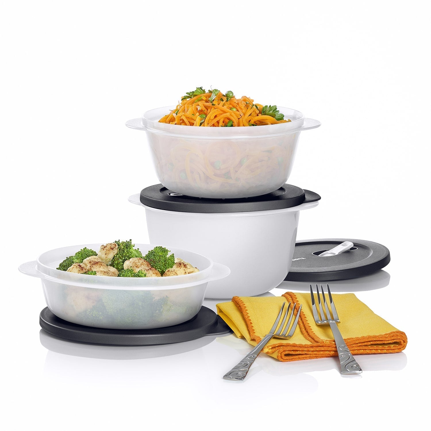 Set 3 Contenedores Microondas Tupperware6#Negro