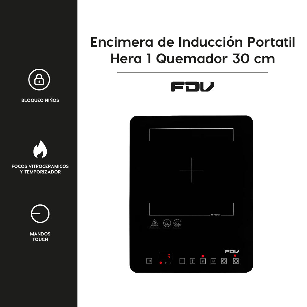 Encimera de Inducción Portatil Hera 1 Quemador 30 cm FDV