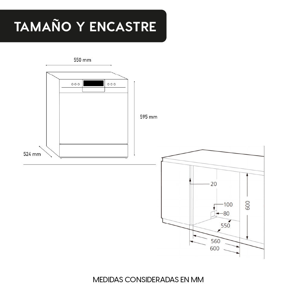 Lavavajillas Dynamic 8 Cubiertos Libre Instalación FDV