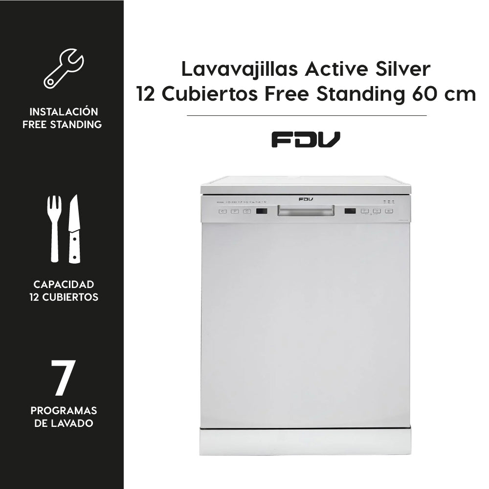 Lavavajillas Active  Silver 12 Cubiertos Free Standing 60 cm FDV