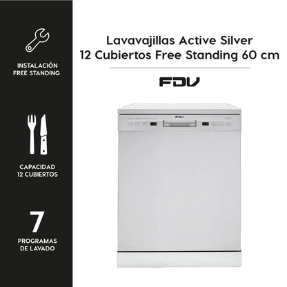 Lavavajillas Active  Silver 12 Cubiertos Free Standing 60 cm FDV