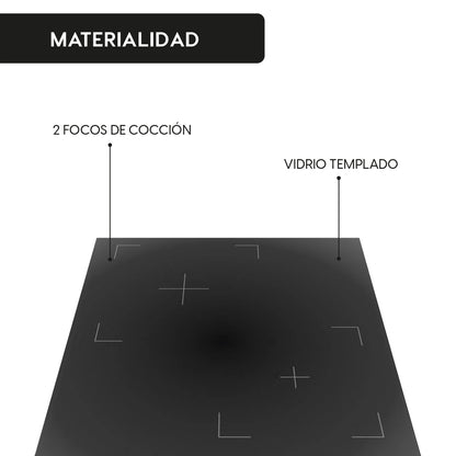 Encimera Vitrocerámica 2 Plus 2 Quemadores 35 cm Kubli