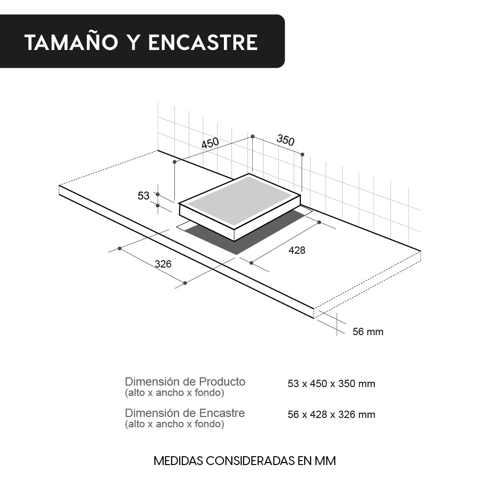 Encimera Vitrocerámica 2 Plus 2 Quemadores 35 cm Kubli