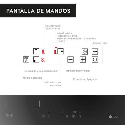 Encimera Vitrocerámica 3 Plus 3 Quemadores 60 cm Kubli