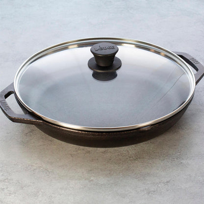 Sartén Doble Asa Con Tapa de Vidrio Lodge Cast Iron3#Negro