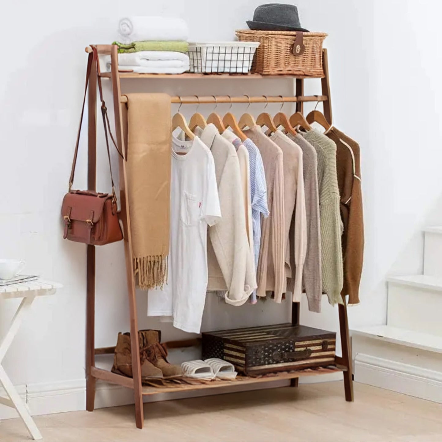 Perchero Madera Con Repisas Y Organizador De Ropa Santú Home & Deco4#Marrón