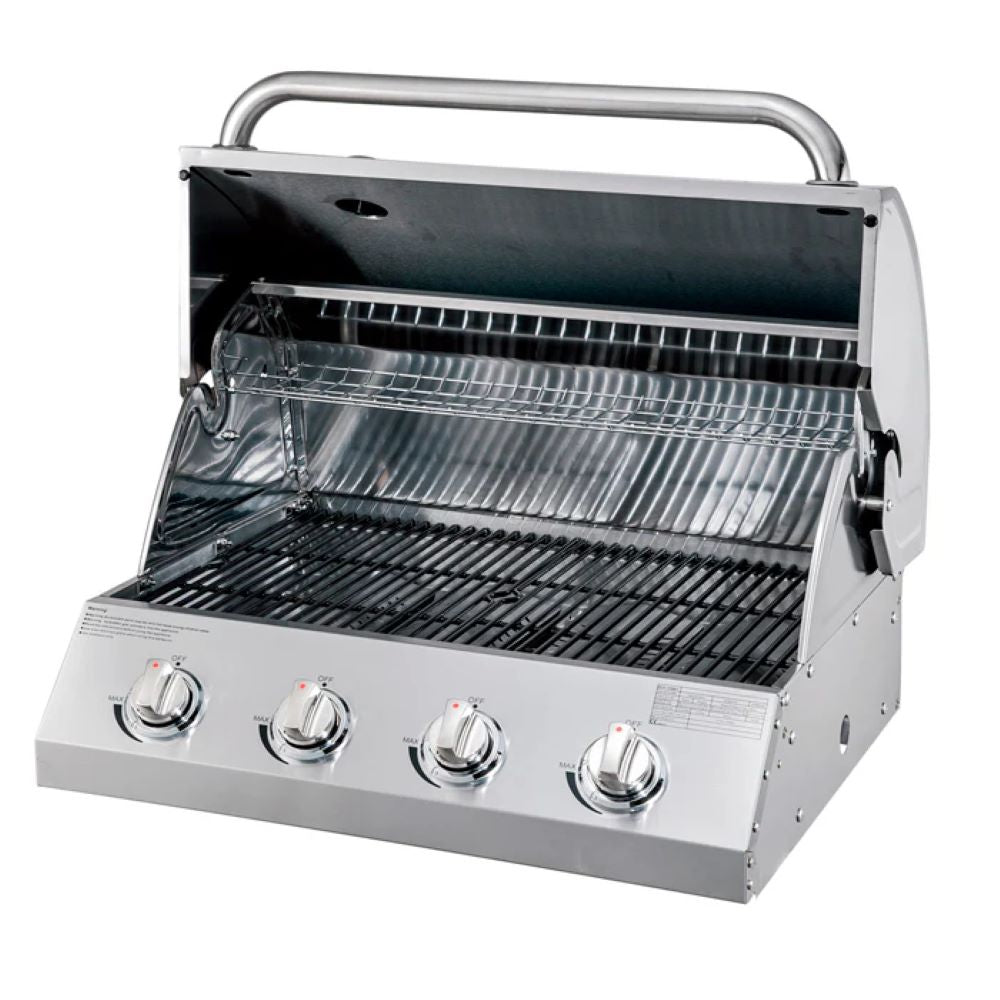 Parrilla a Gas Empotrada de 4 Quemadores + Spiedo con Motor Kinggrill1#Plata