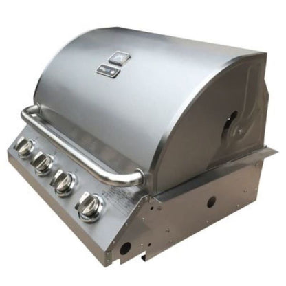 Parrilla a Gas Empotrada de 4 Quemadores + Spiedo con Motor Kinggrill4#Plata