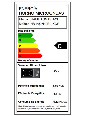 Microondas MWP90N30ELXCF 30 Lts Hamilton Beach9#Negro