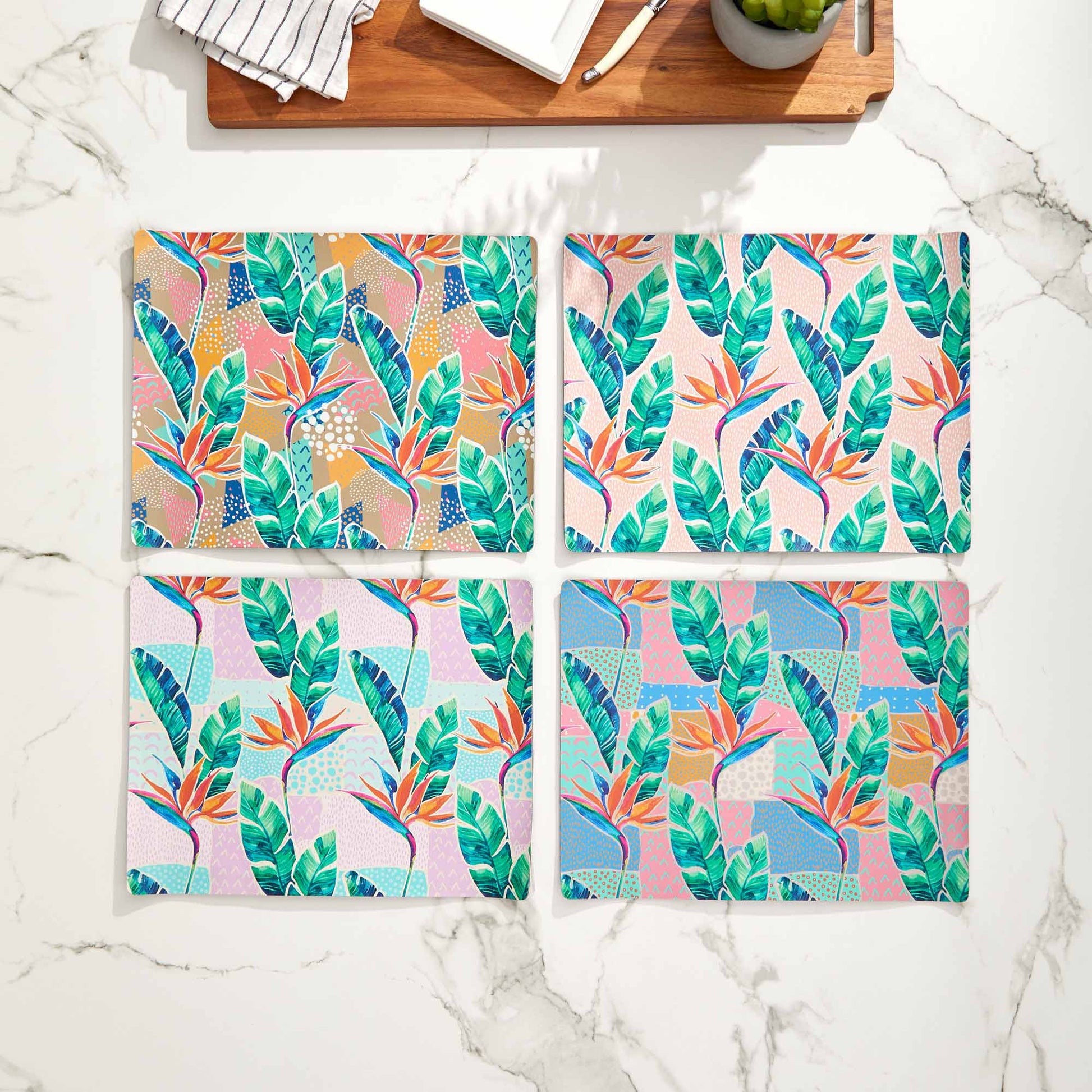 Set 4 Individuales Ave Del Paraíso Rectangular1#Multicolor