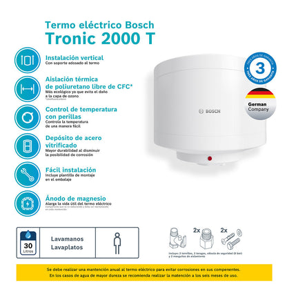 Termo Eléctrico 30 Lts TR2000T Bosch3#Blanco