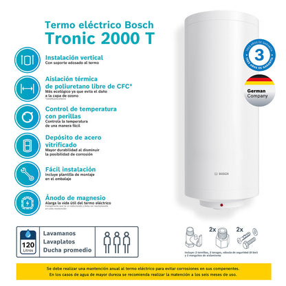 Termo Eléctrico 120 Lts TR2000T Bosch3#Blanco