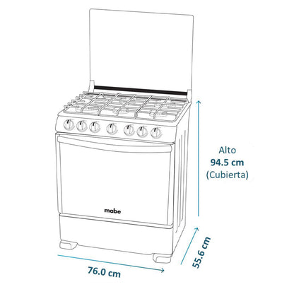 Cocina A Gas ANDES7670FX1 5 Quemadores Mabe9#Acero