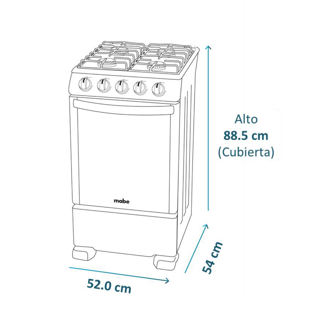 Cocina a Gas CMC20AXX-1 4 Quemadores Mabe9#Acero