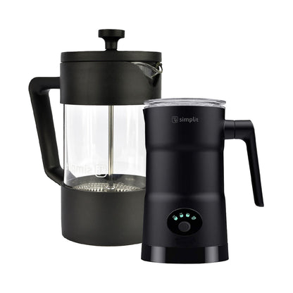 Pack Cafetera Francesa + Espumador 4 En 12#Negro