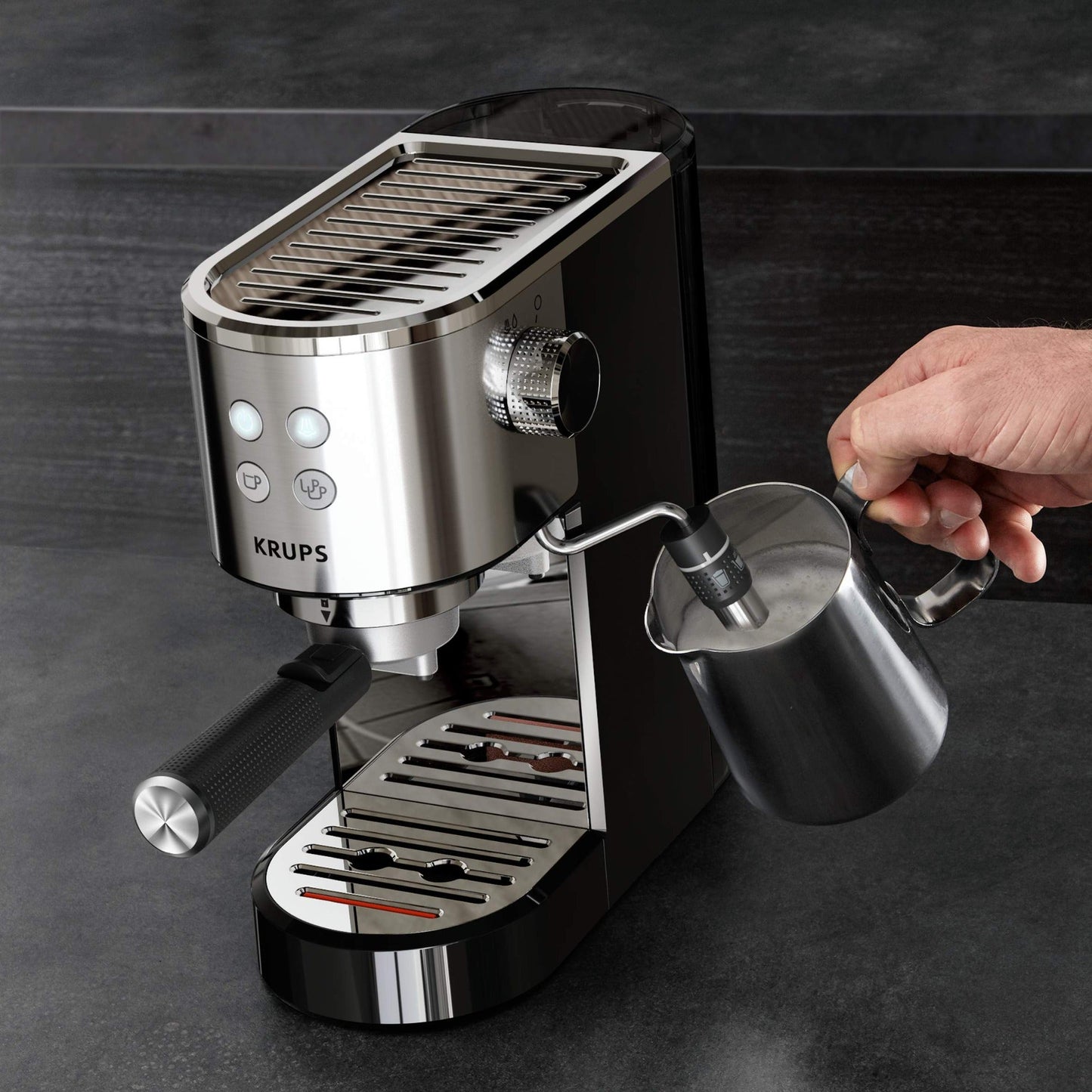 Cafetera Espresso Virtuoso Steam & Pump Krups4#Plateado