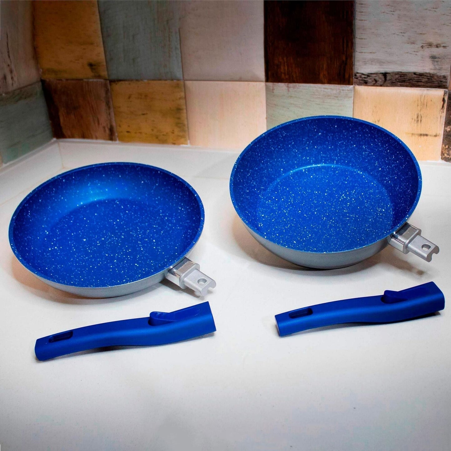 Set Sartenes 4 pzs Tapa con Termómetro5#Azul