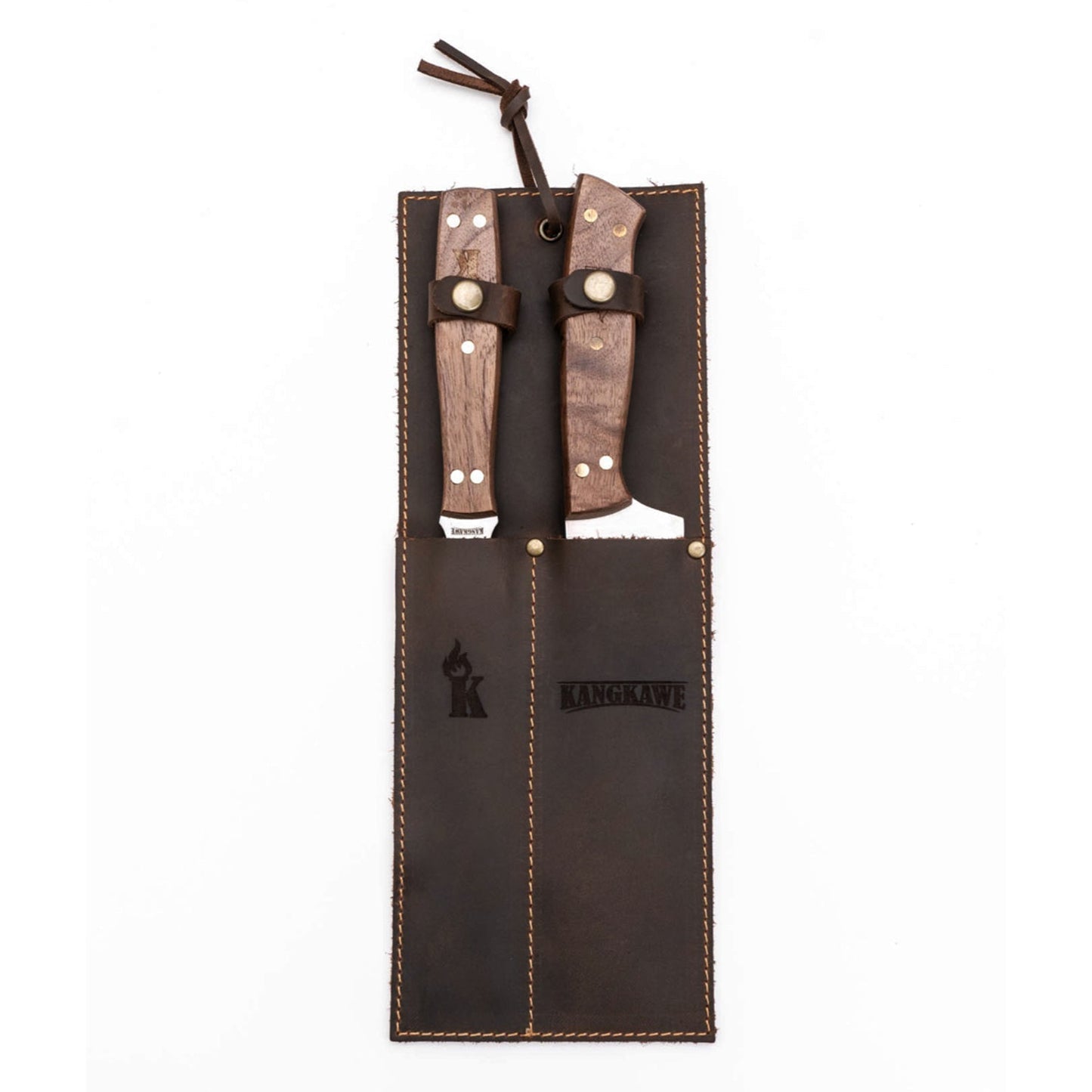 Set Tenedor + Cuchillo Parrillero F/Cuero Brown1#Acero