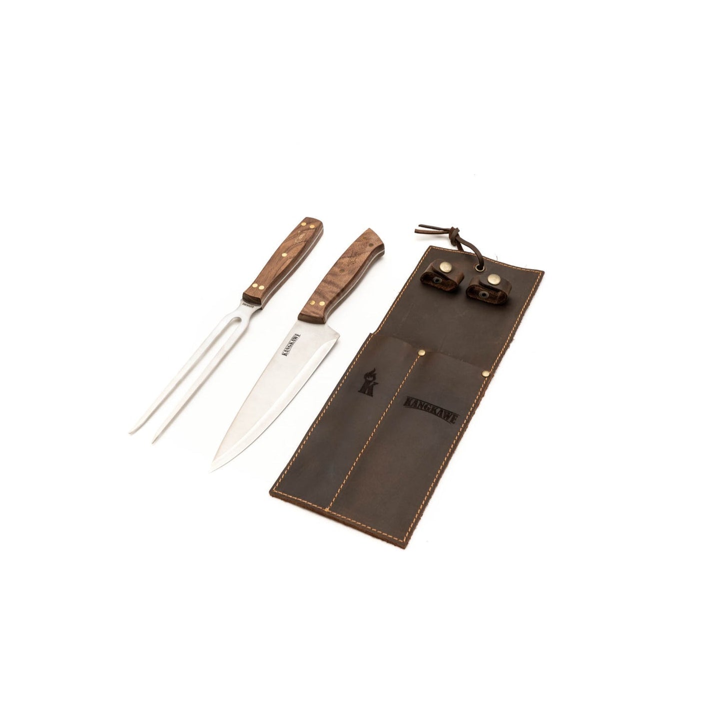 Set Tenedor + Cuchillo Parrillero F/Cuero Brown5#Acero