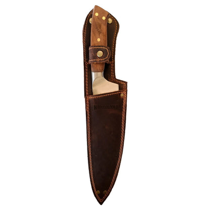 Cuchillo 8 Parrillero Catemu C/funda Cuero Gaucho Kangkawe2#Acero