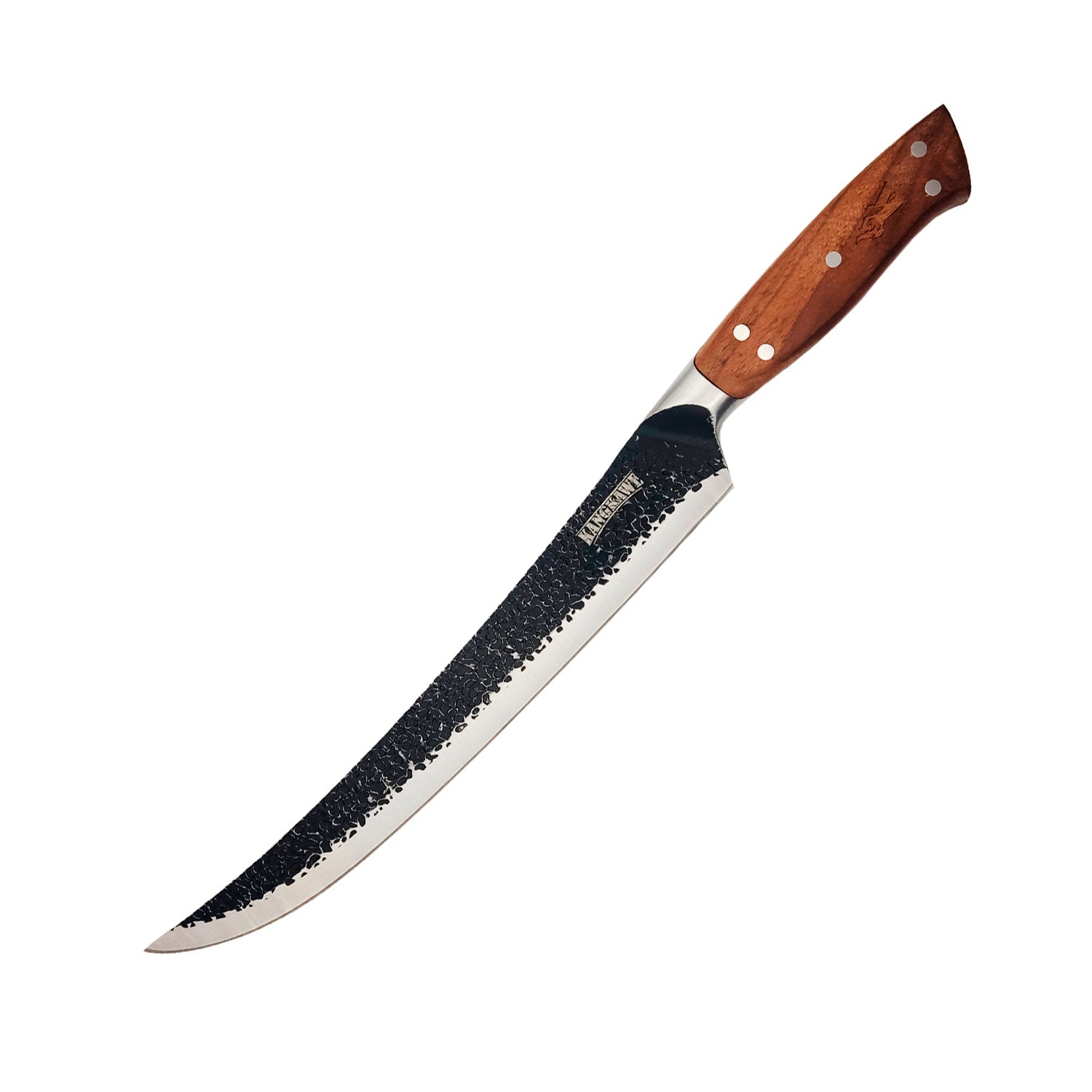 Cuchillo 10 Pulgadas Carnicero Curvo Martillado3#Acero