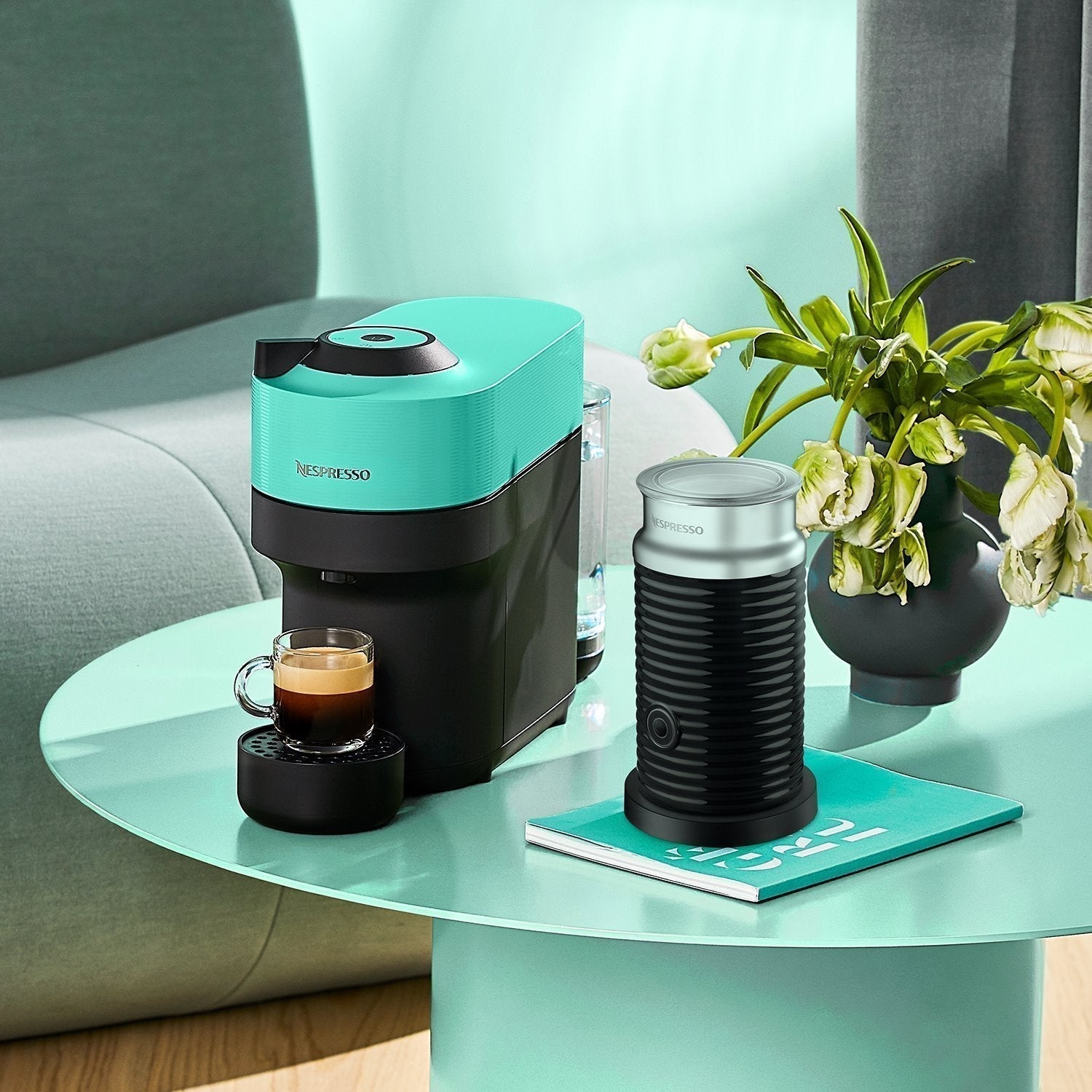 Cafetera Vertuo Pop Con Espumador Aeroccino 3 Nespresso7#Verde