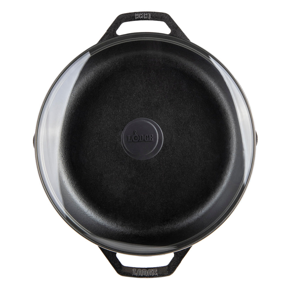 Sartén Doble Asa Con Tapa de Vidrio Lodge Cast Iron4#Negro