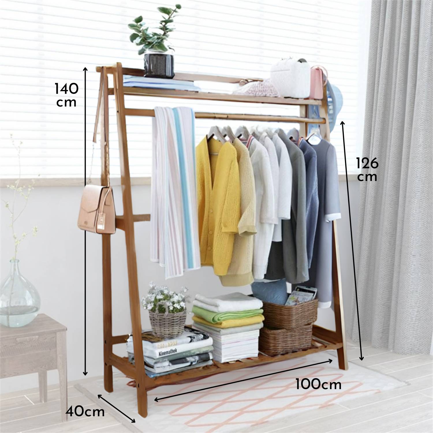 Perchero Madera Con Repisas Y Organizador De Ropa Santú Home & Deco7#Marrón