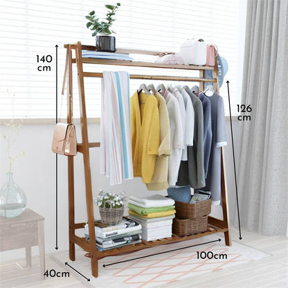 Perchero Madera Con Repisas Y Organizador De Ropa Santú Home & Deco7#Marrón