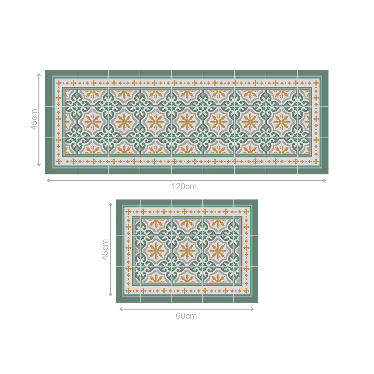 Set 2 Alfombras De Cocina Green Davanti2#Turquesa