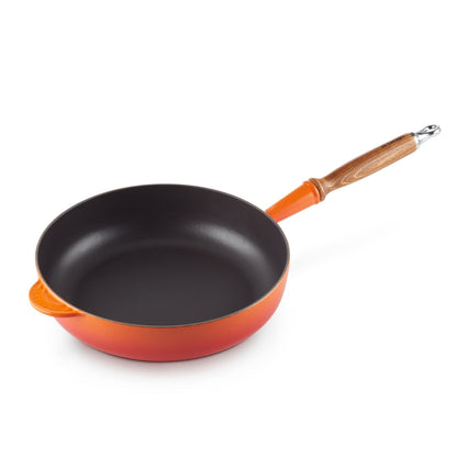 Sartén Alta Con Mango De Madera Volcánico 28 Cm Le Creuset3#Naranjo