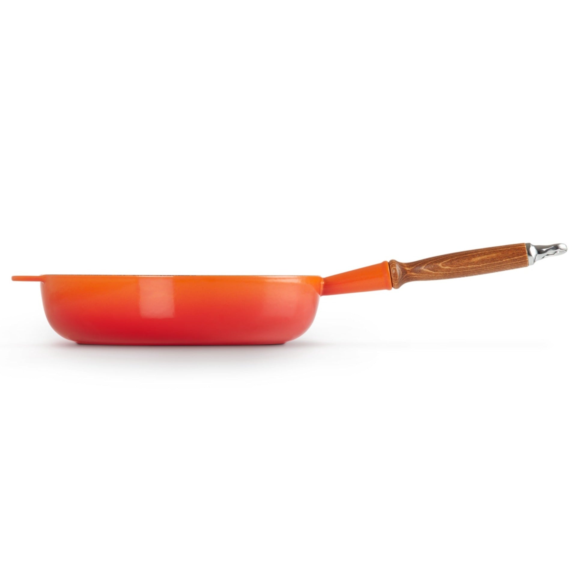 Sartén Alta Con Mango De Madera Volcánico 28 Cm Le Creuset4#Naranjo