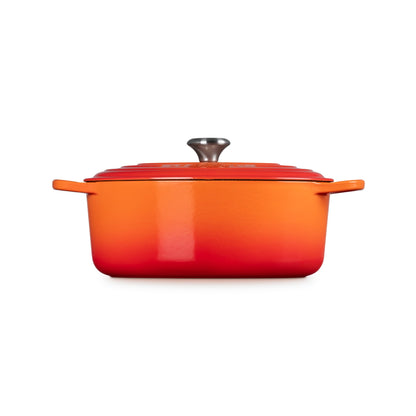 Cocotte Redonda Baja 30 Cm Volcánico Le Creuset5#Naranjo