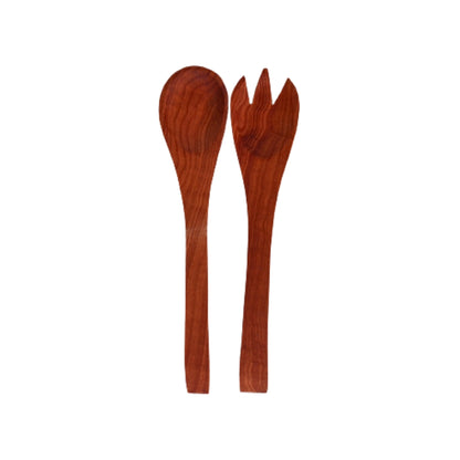 Set Cuchara Y Tenedor Madera Raulí Rojo 30 Cm1#Café