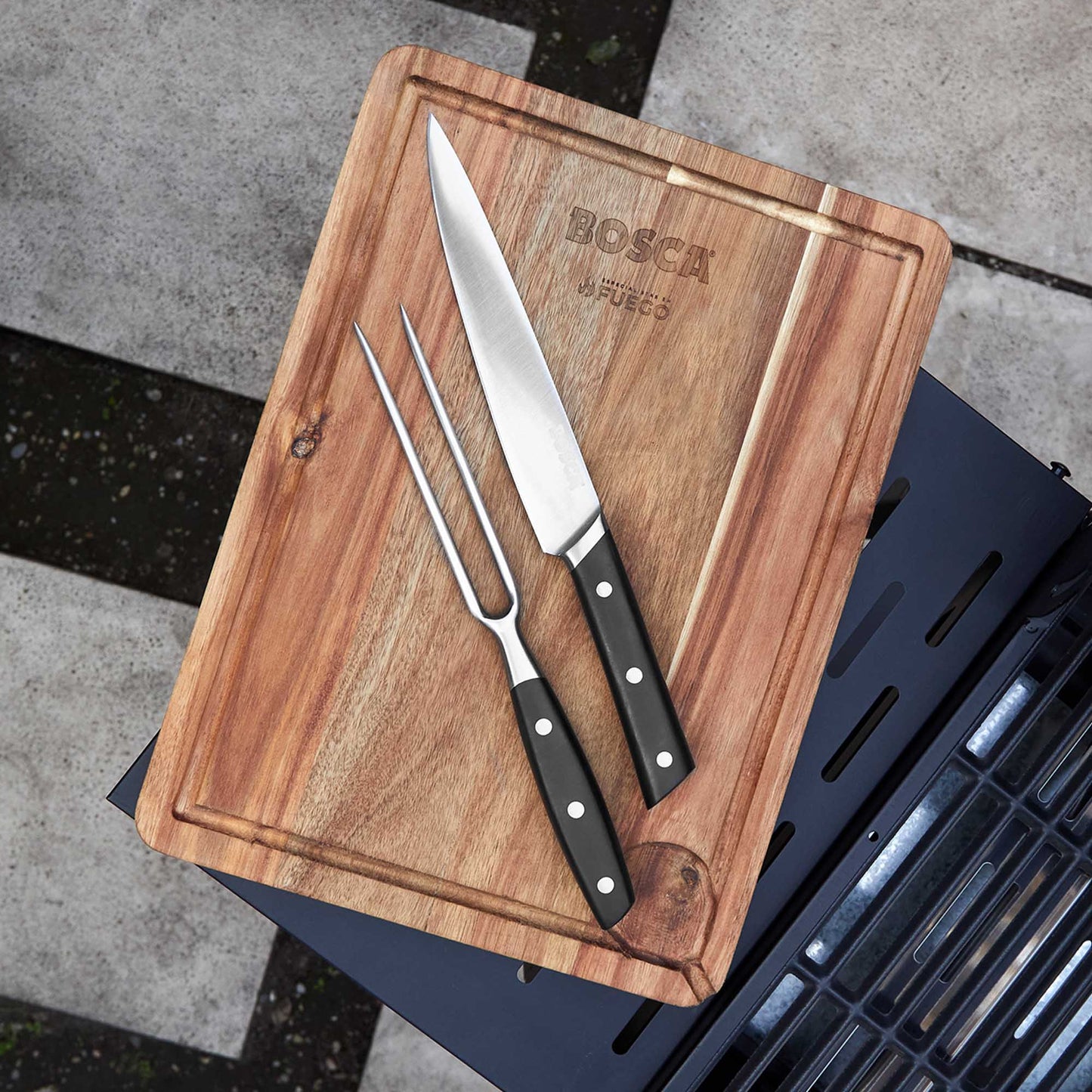 Tabla Parrillera + Cuchillo y Tenedor1#Madera