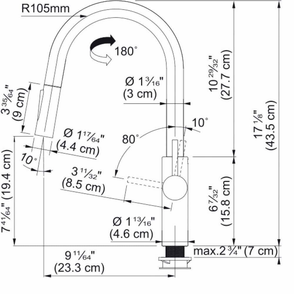 Grifería Pescara L Spray Pull Franke5#Negro