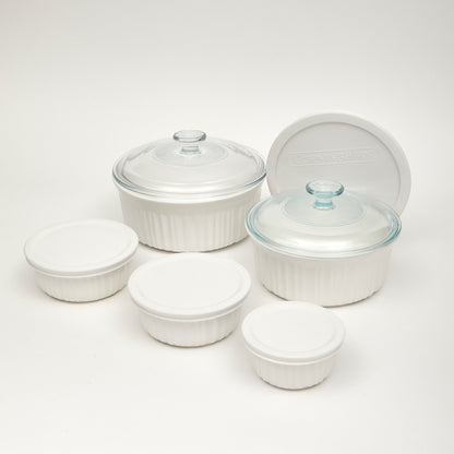 Set 5 Fuentes con Tapa de Vidrio + Plástico French White4#Blanco