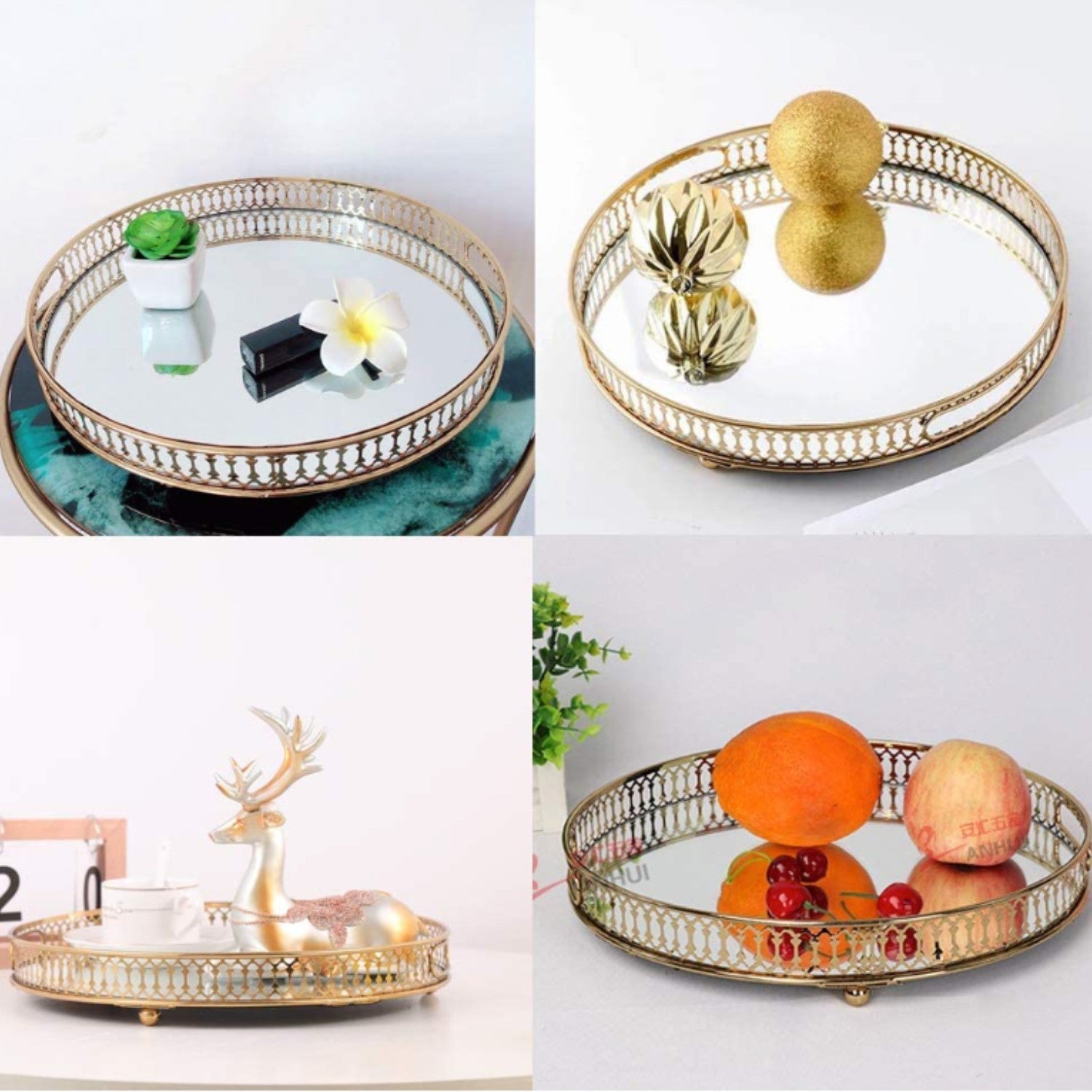 Bandeja Decorativa Espejo Redonda Santú Home & Deco6#Dorado