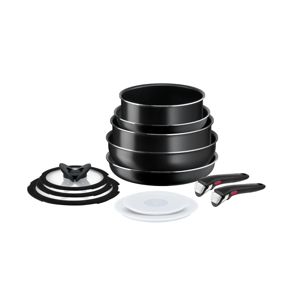 Batería De Cocina Ingenio 12 Pzs + 2 Mangos Extraíbles Tefal8#Negro