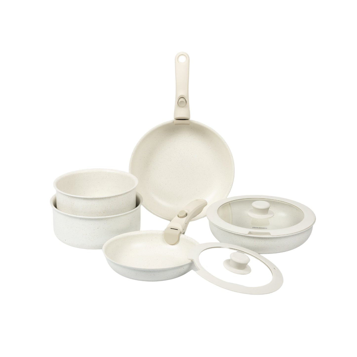 Batería De Cocina Con Mango Removible 11 Pzs Haussen4#Blanco