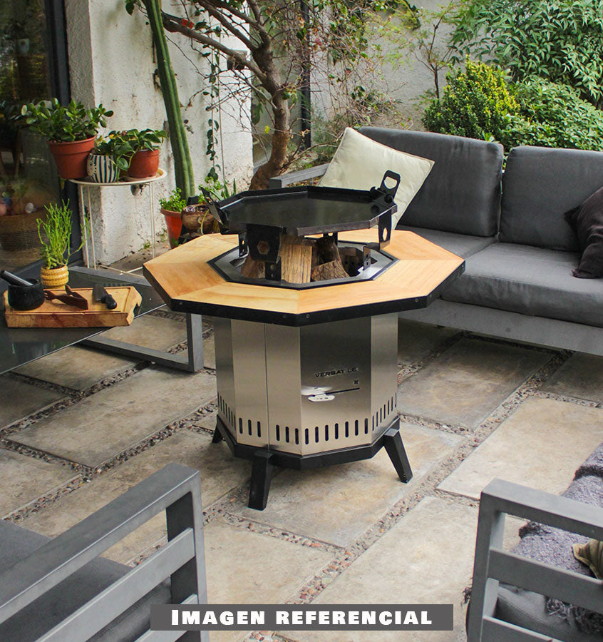 Brasero Sin Humo Plancha, Parrilla Y Spiedo Versatile3#Gris Plata