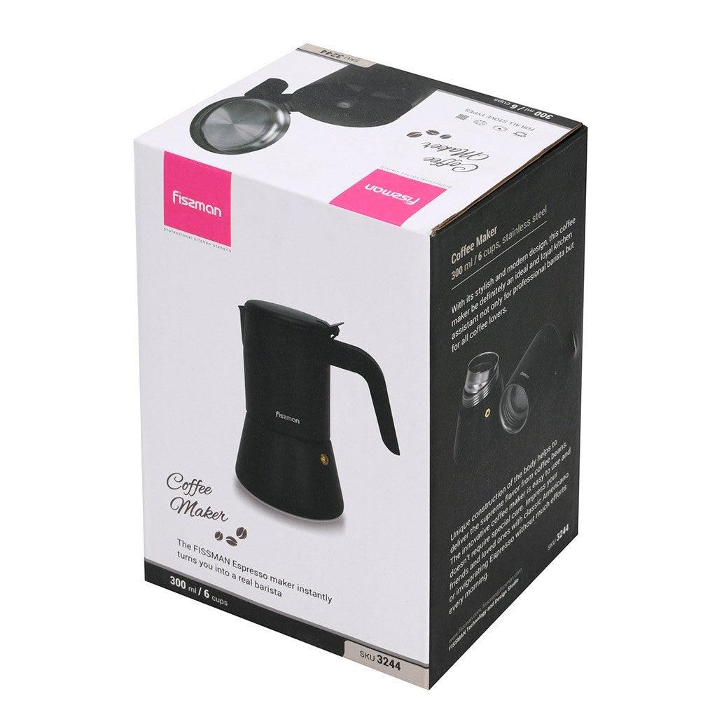 Cafetera Italiana Geyser Black 300 Ml Fissman5#Negro