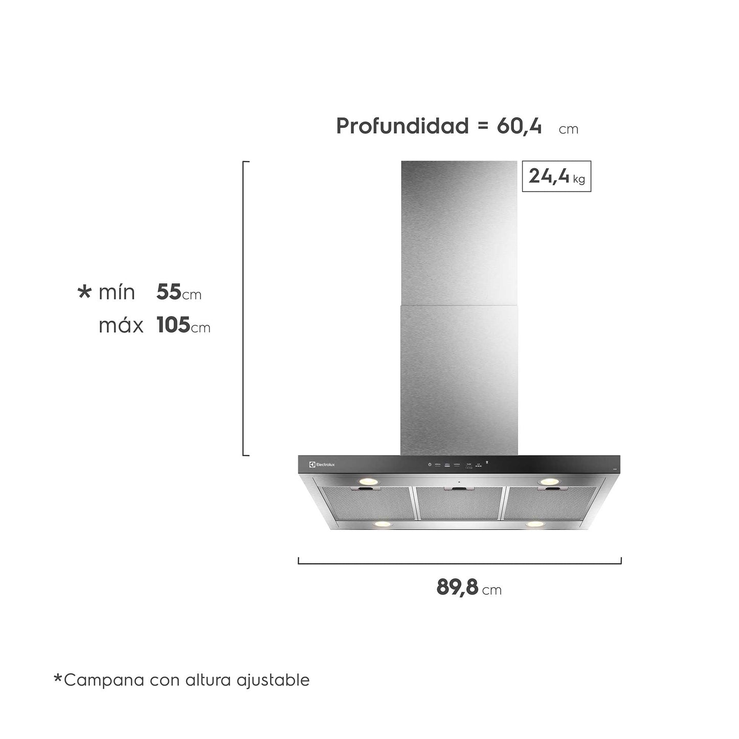 Campana Decorativa Isla 90 Cm CE9IF Electrolux6#Acero