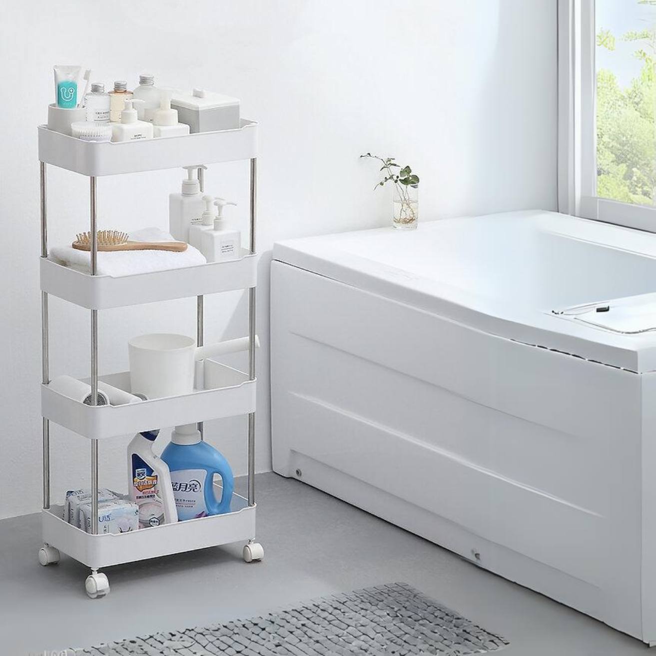 Carro Organizador Con Ruedas De 4 Repisas Santú Home & Deco2#Blanco