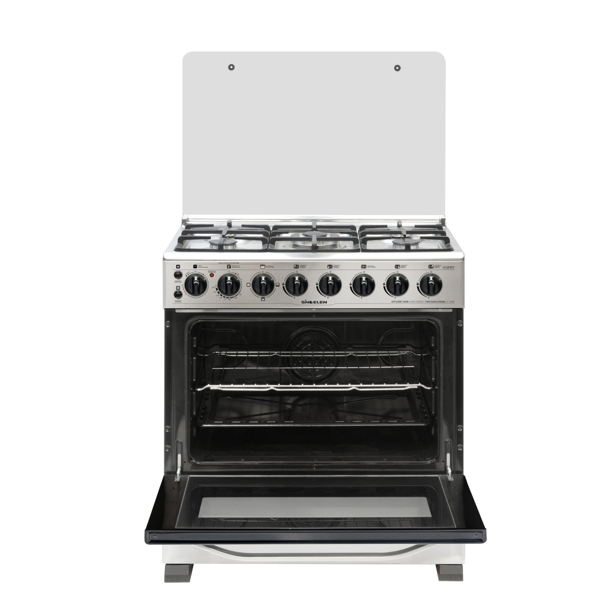 Cocina A Gas Hibrida CH-740NI 5 Quemadores Sindelen3#Gris