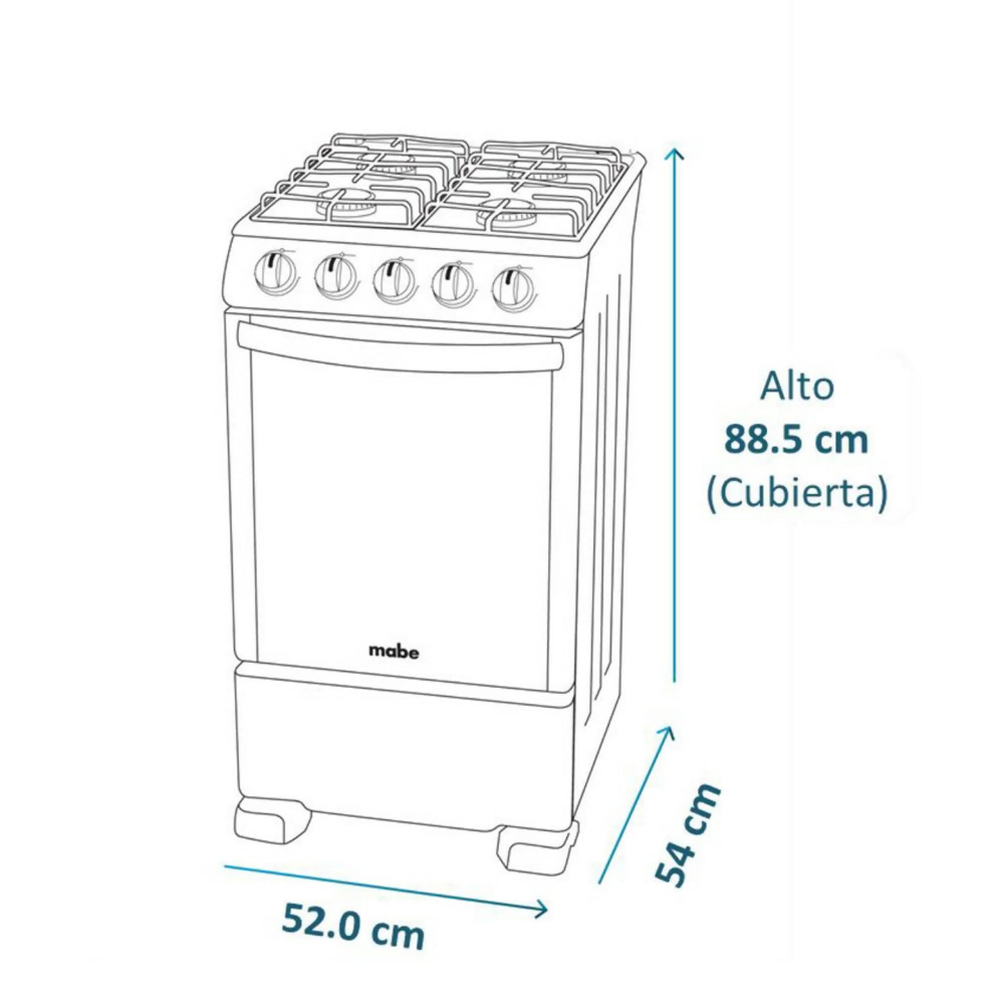 Cocina a Gas CMC20ABX-6 4 Quemadores Mabe15#Blanco