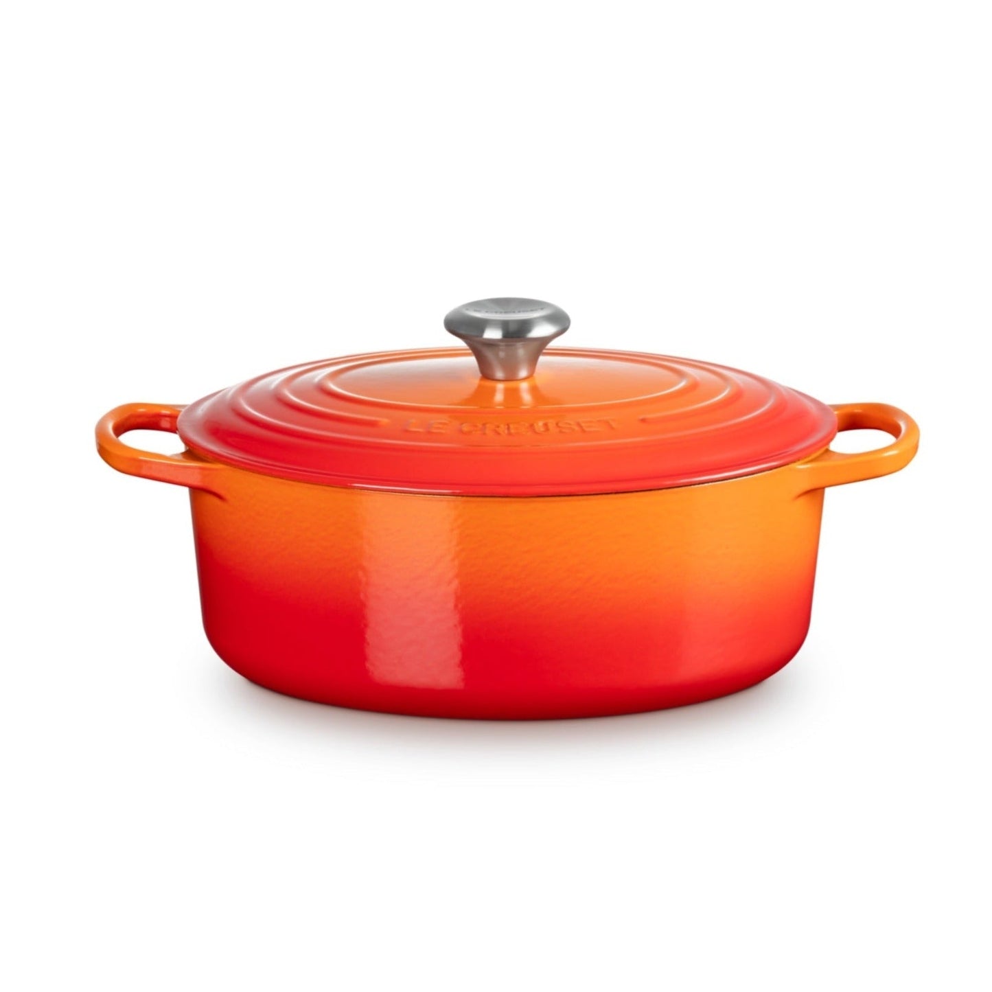 Cocotte Oval Volcánica Pomo Acero 29 Cm Le Creuset3#Naranjo