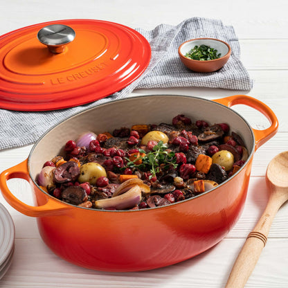 Cocotte Oval Volcánica Pomo Acero 29 Cm Le Creuset1#Naranjo