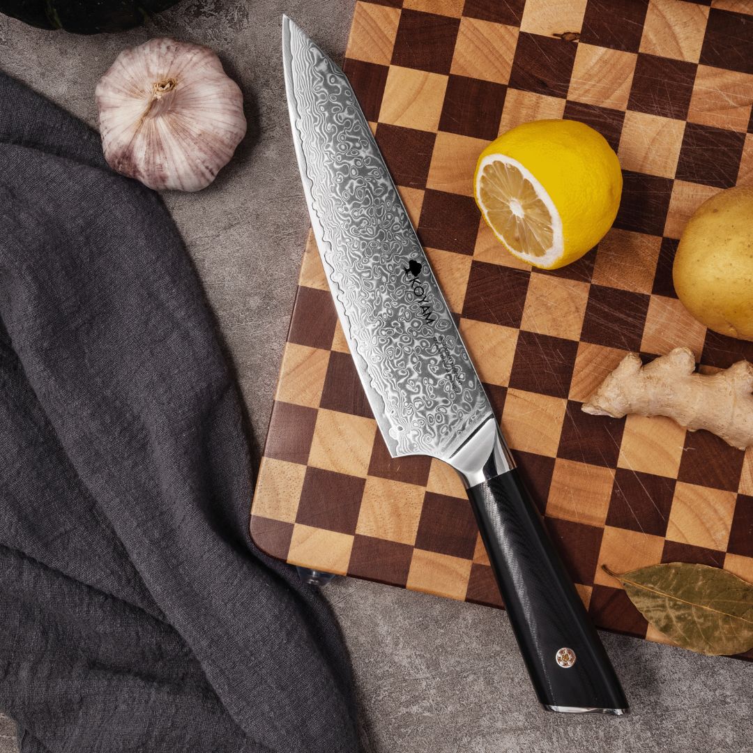 Cuchillo Chef 20 Cm Acero Damasco 67 Capas Mango G10 Negro Koyam1#Negro