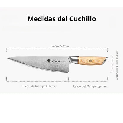 Cuchillo Chef Alta Gama 21.2 Cm Koyam5#Amarillo Pálido